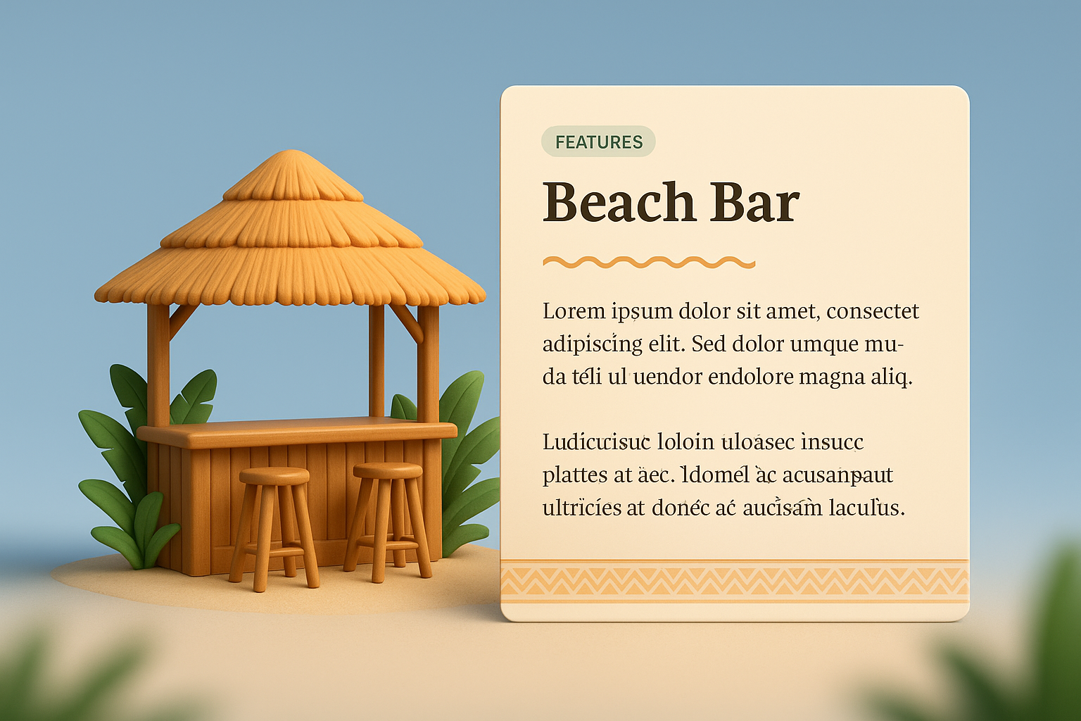 Stylish Beach Bar Design with 3D Elements