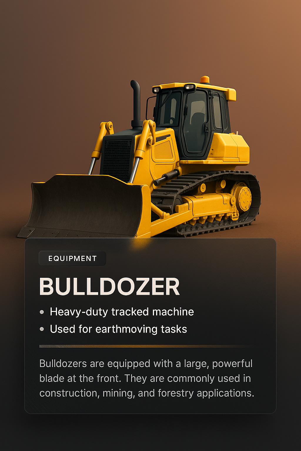 3D Bulldozer Illustration for Earthmoving Tasks