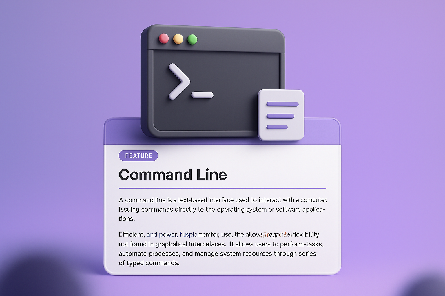 3D Illustration of Command Line Feature on Web Page