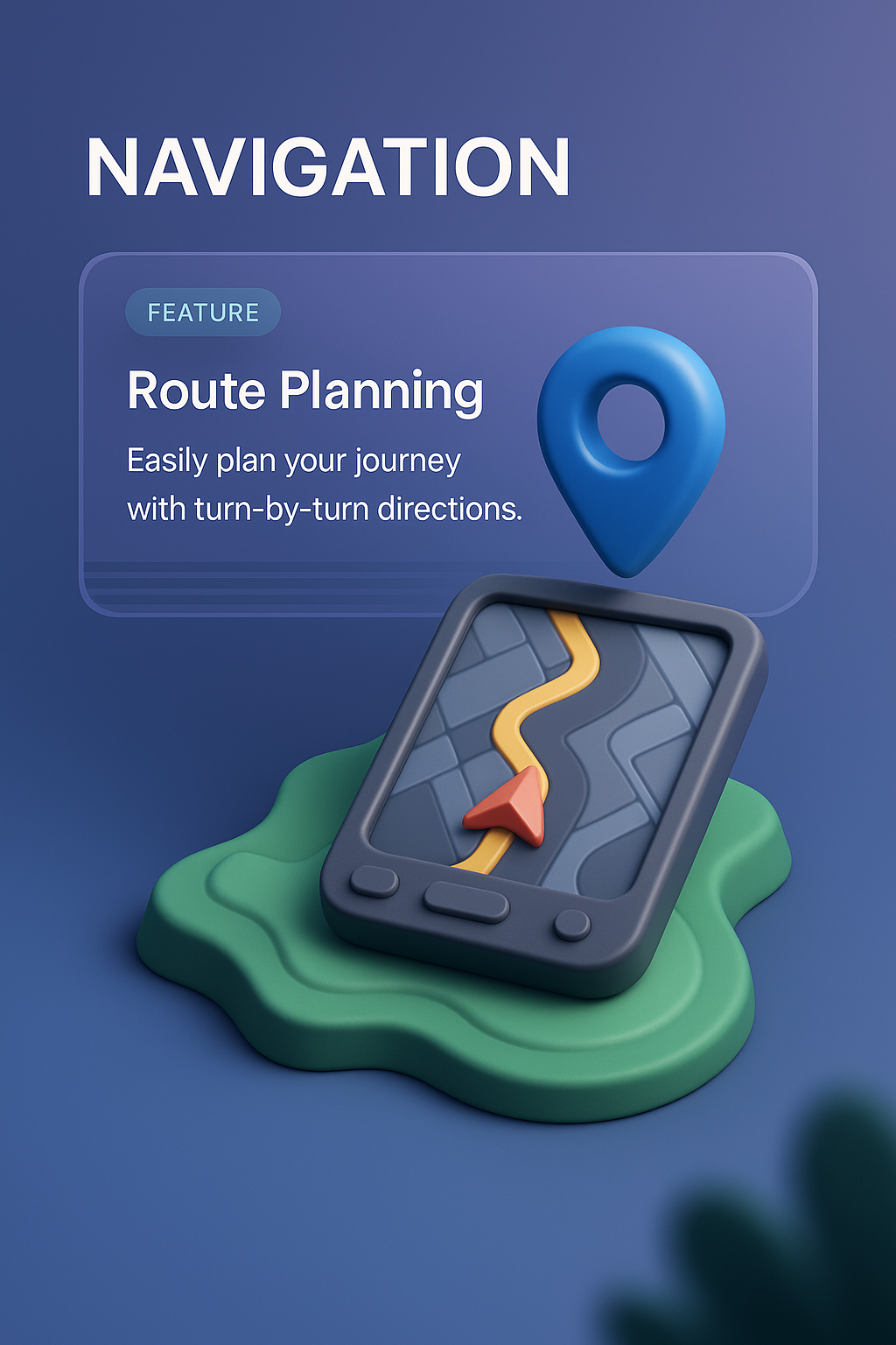 3D Navigation Design with Route Planning Feature