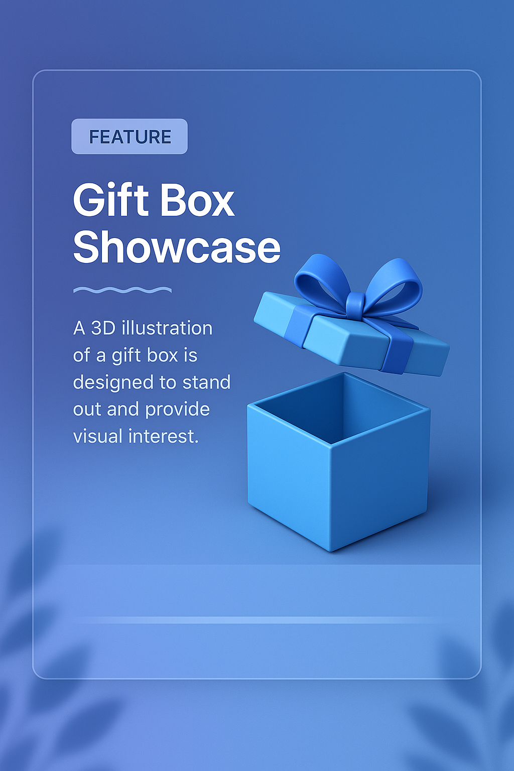 3D Blue Gift Box Showcase with Visual Interest