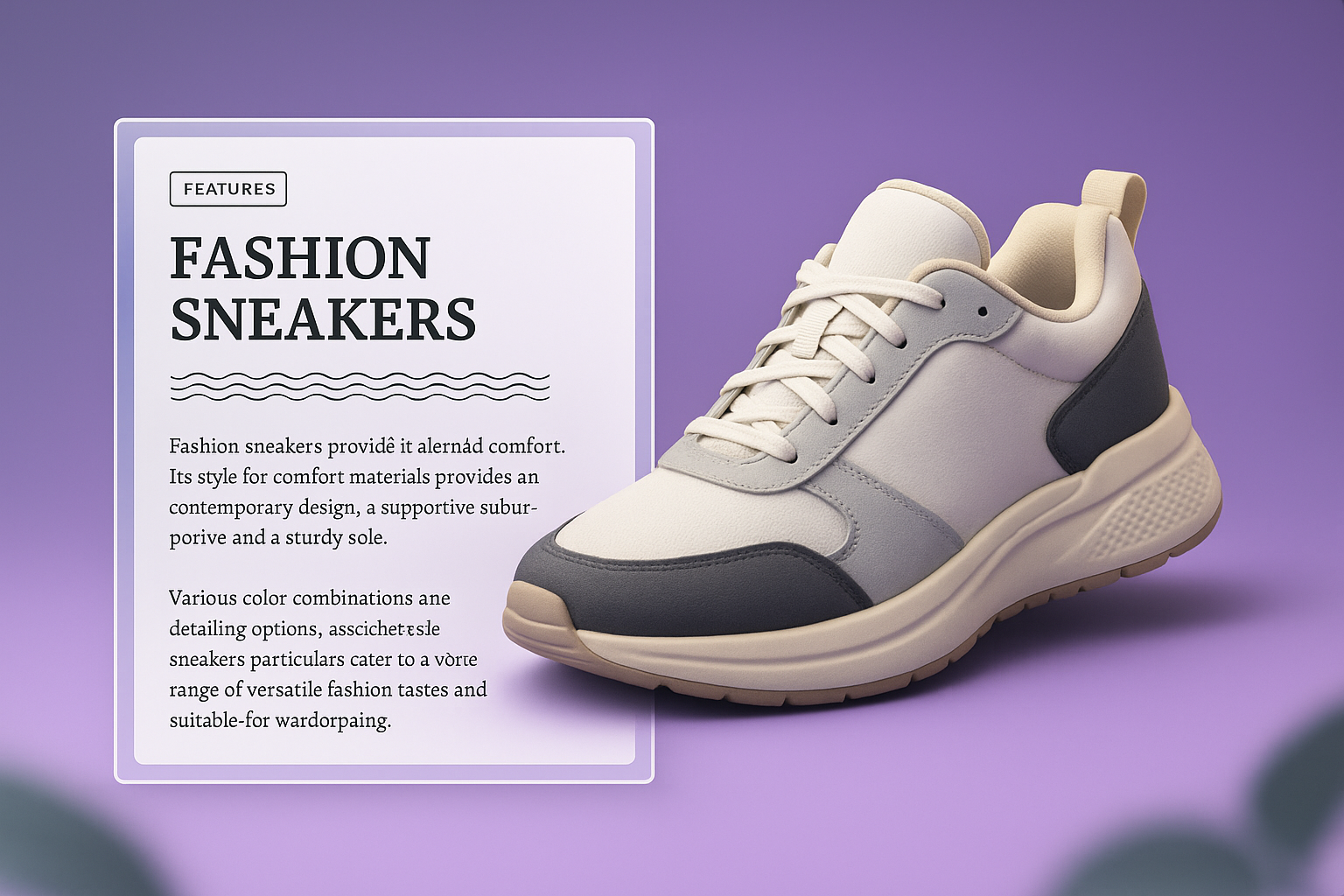 Stylish 3D Render of Fashion Sneakers with Unique Design Features