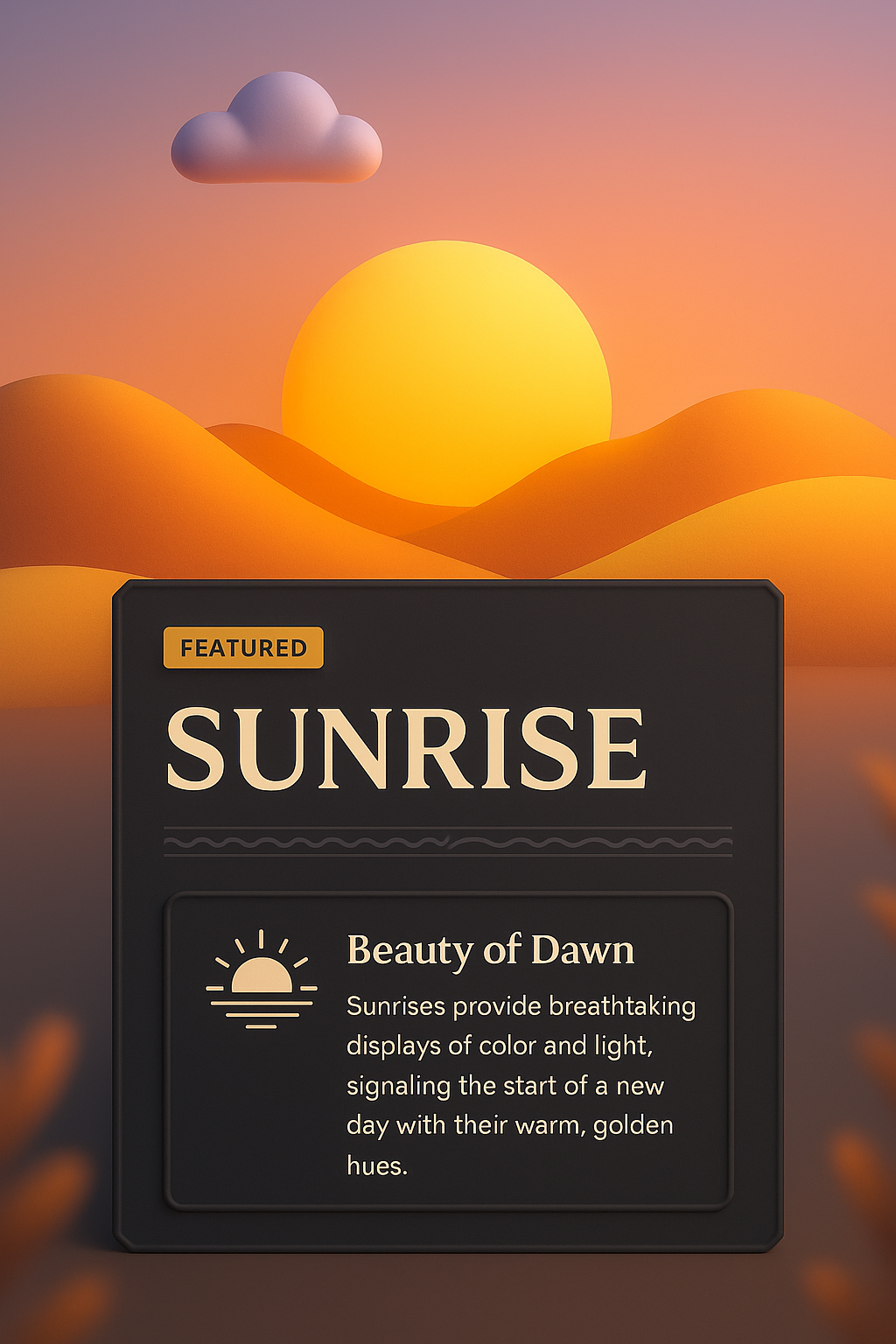Stunning Sunrise Illustration with Integrated Design Elements
