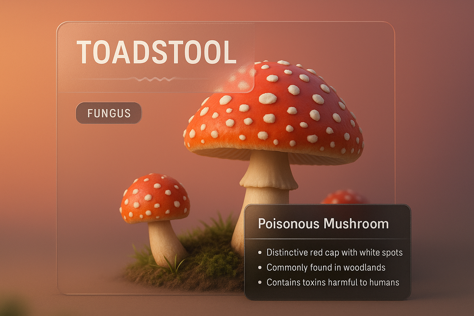3D Illustration of Toadstool with Informative Overlay