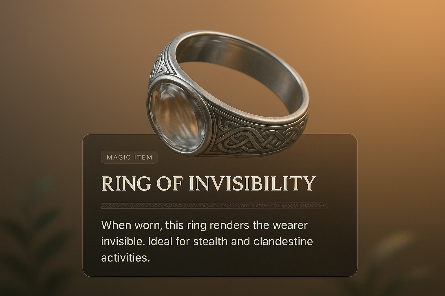 3D Illustration of the Ring of Invisibility with Elegant Design