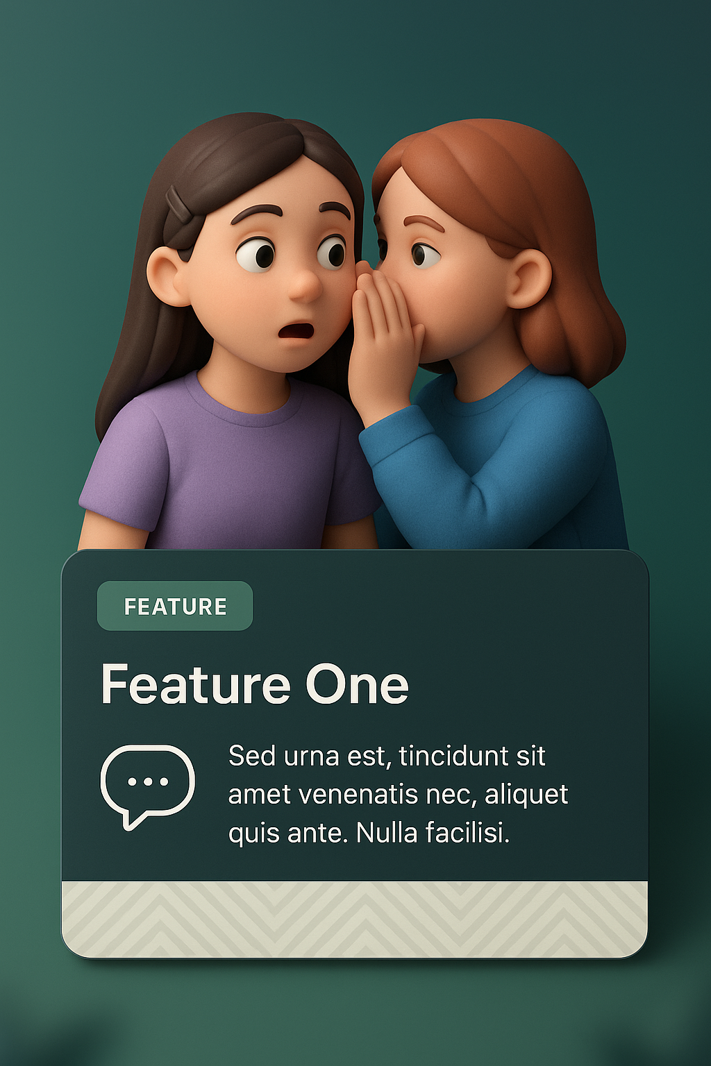 Two Girls Whispering a Secret with 3D Elements