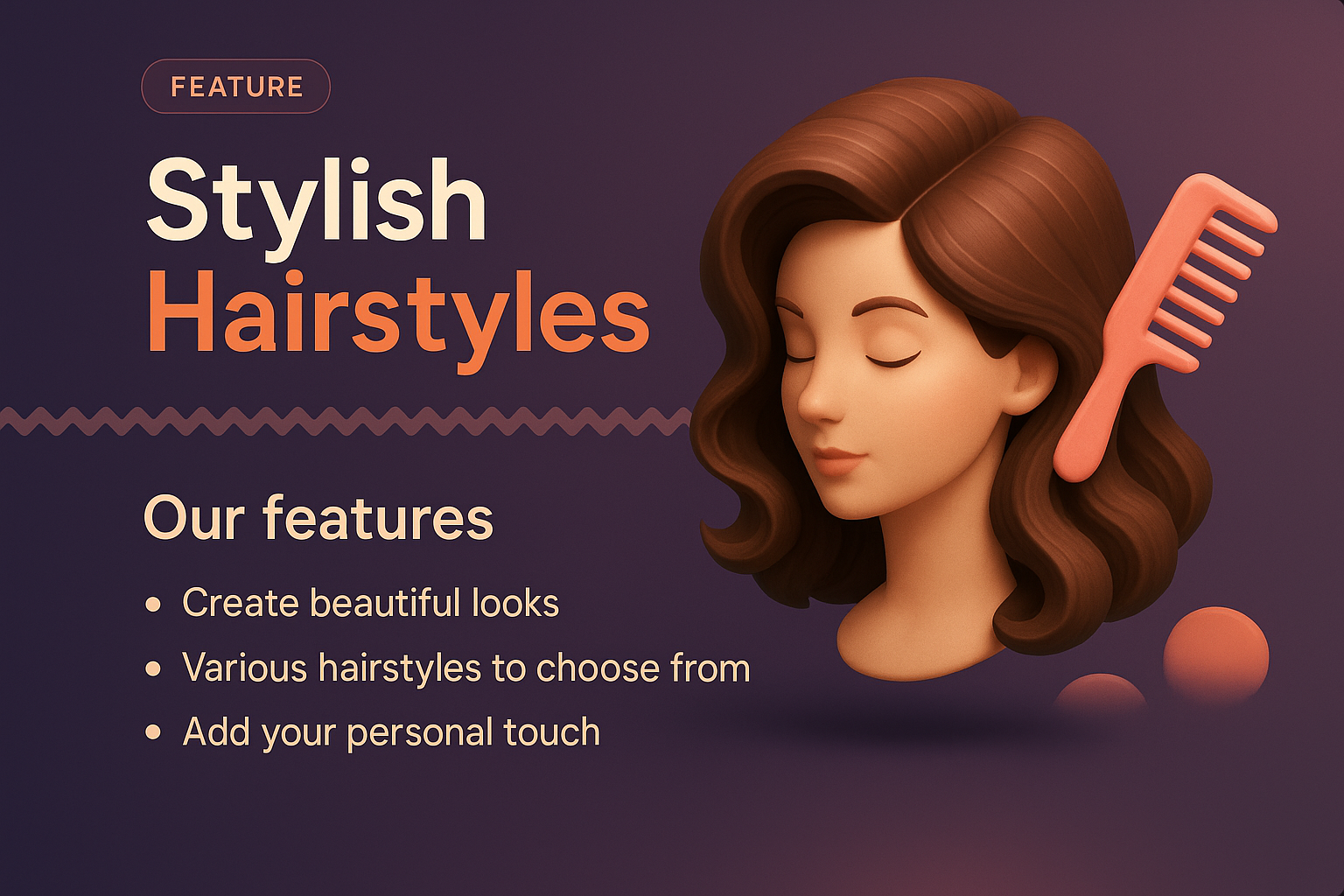3D Stylish Hairstyles Landing Page Design