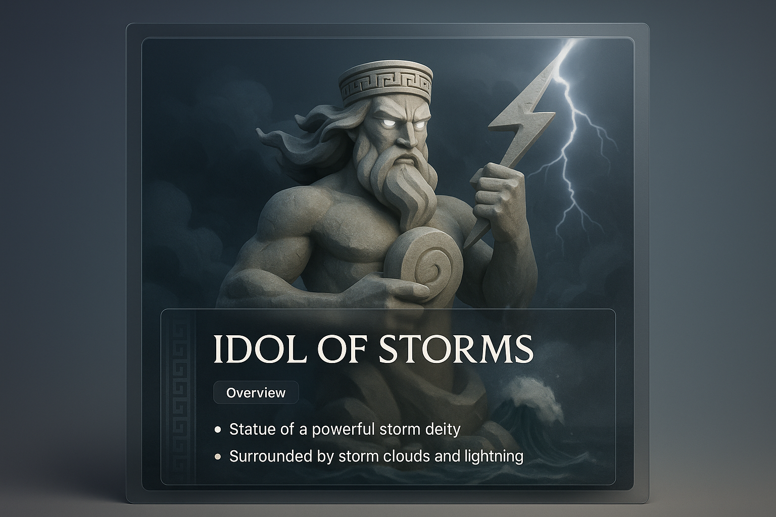 3D Illustration of the Idol of Storms with Lightning and Clouds