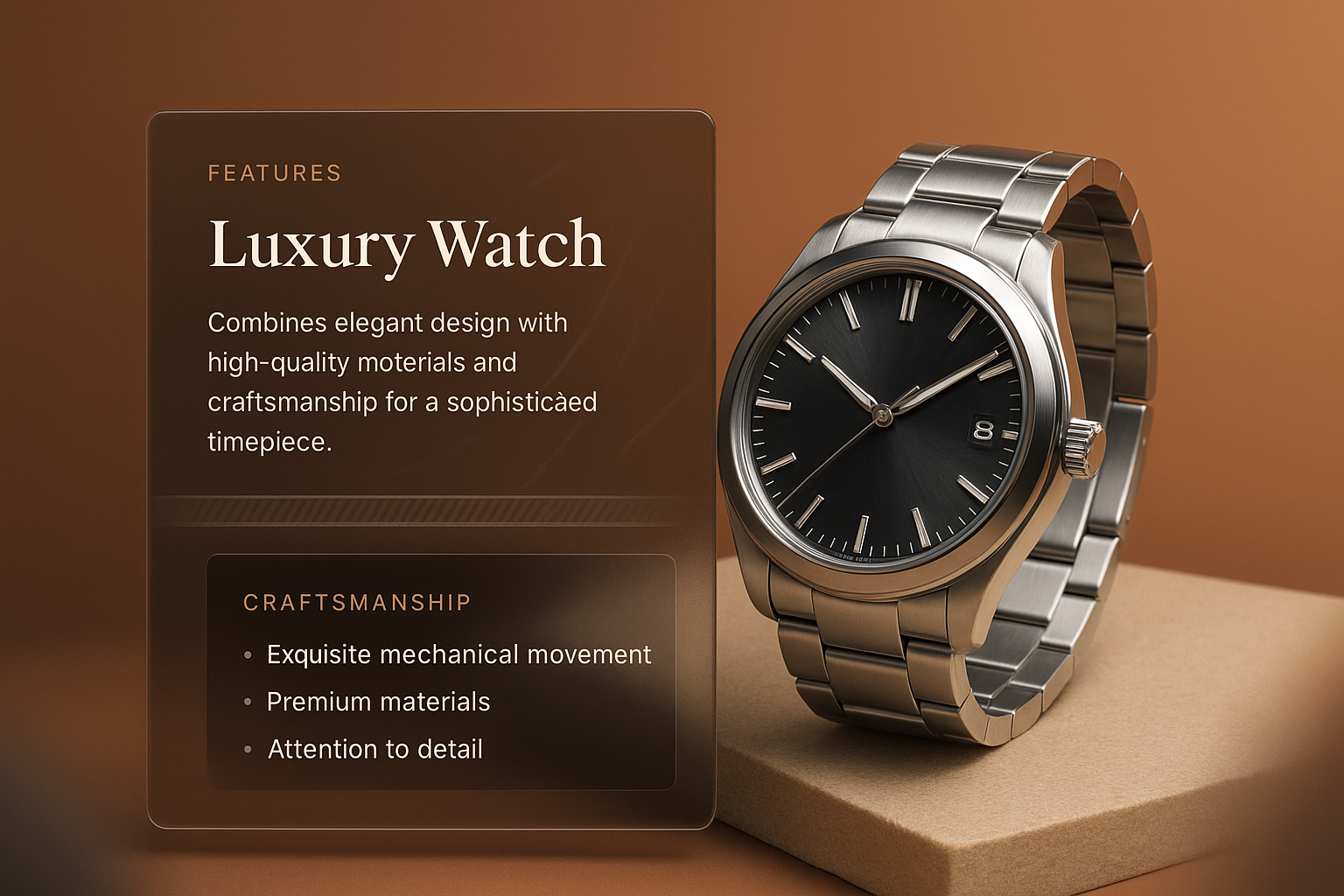 Elegant Luxury Watch 3D Design with Text Overlay