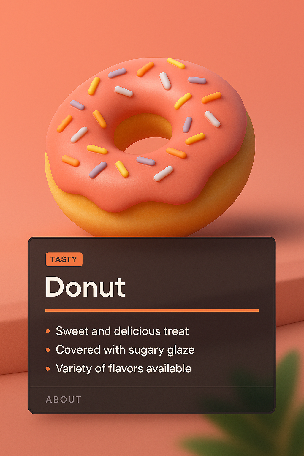3D Illustration of a Delicious Donut with Text Overlay