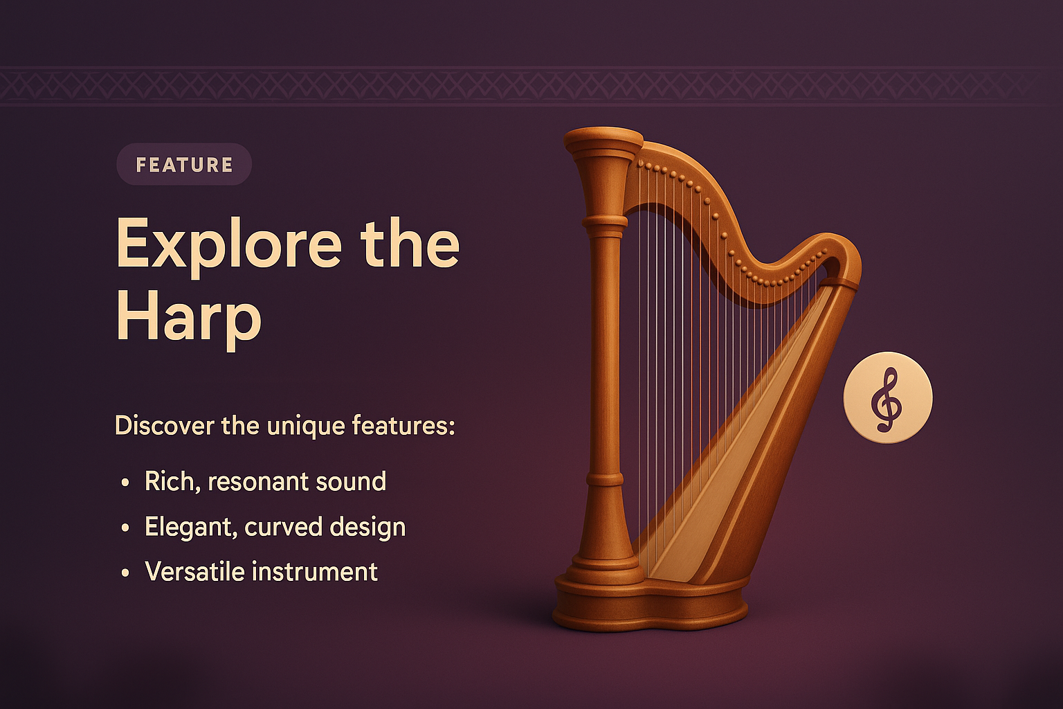 Explore the Unique Features of a 3D Harp Illustration