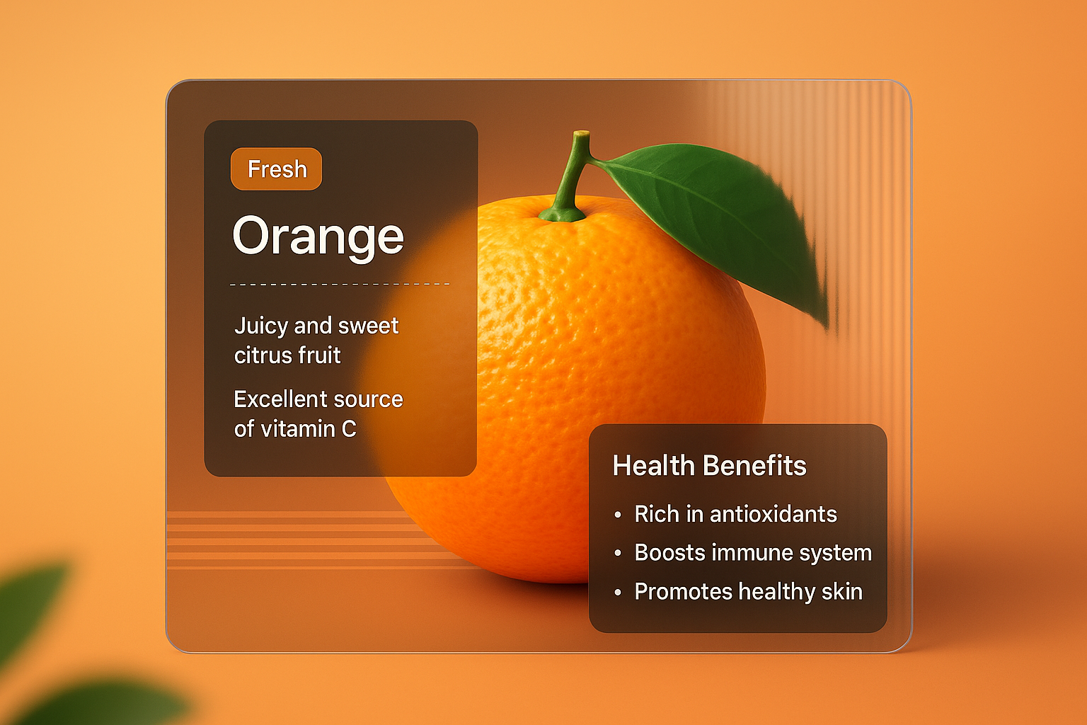 Fresh Orange with Health Benefits on Stylish Background