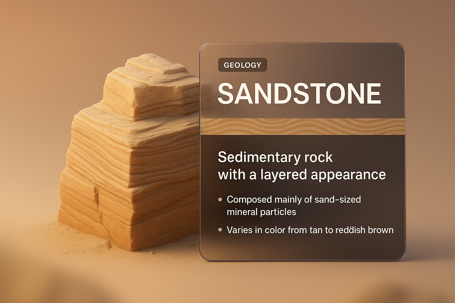 3D Illustration of Sandstone with Informative Overlay