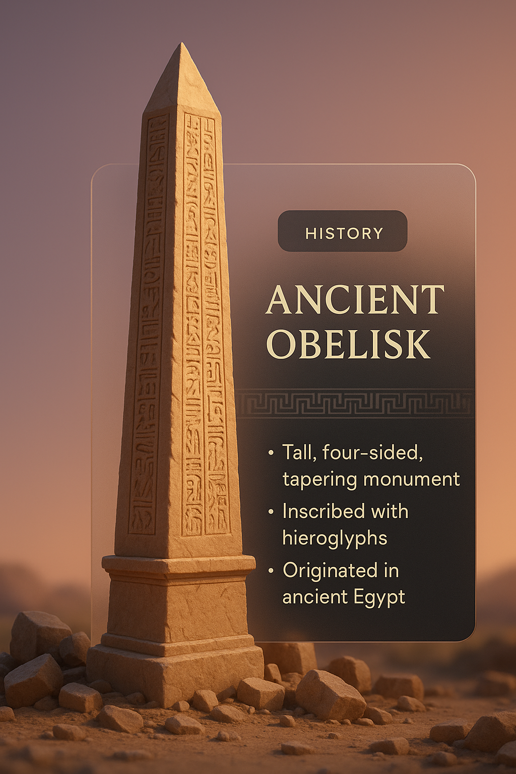 Detailed 3D Illustration of an Ancient Obelisk with Contextual Design