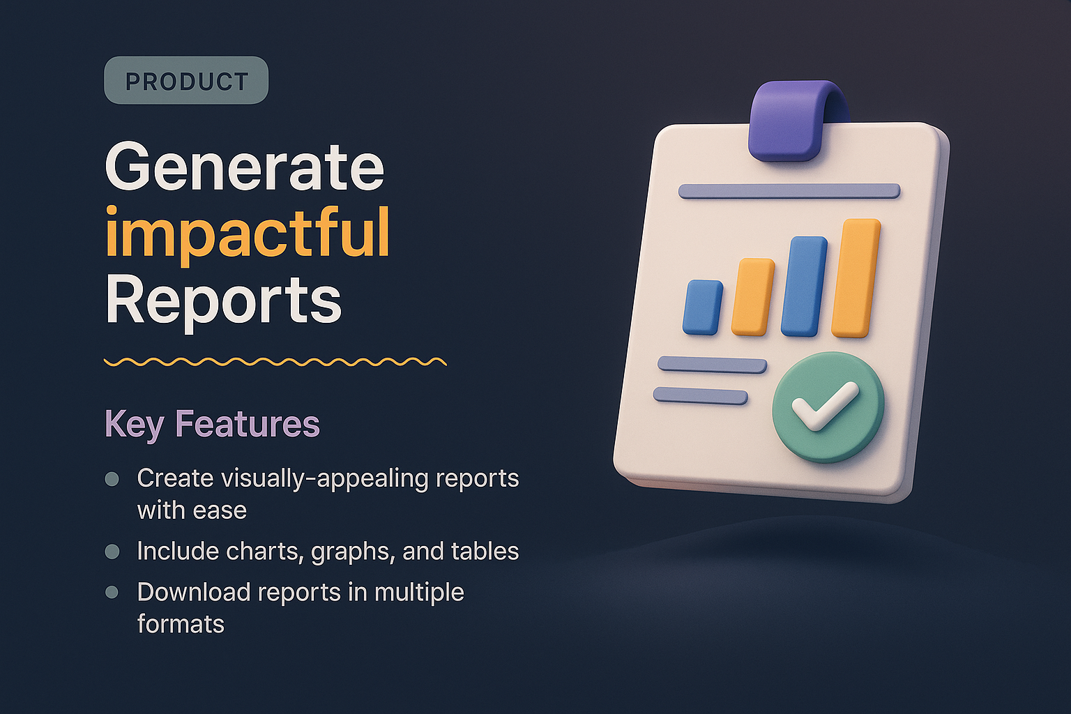3D Graphic Landing Page for Report Generation Product