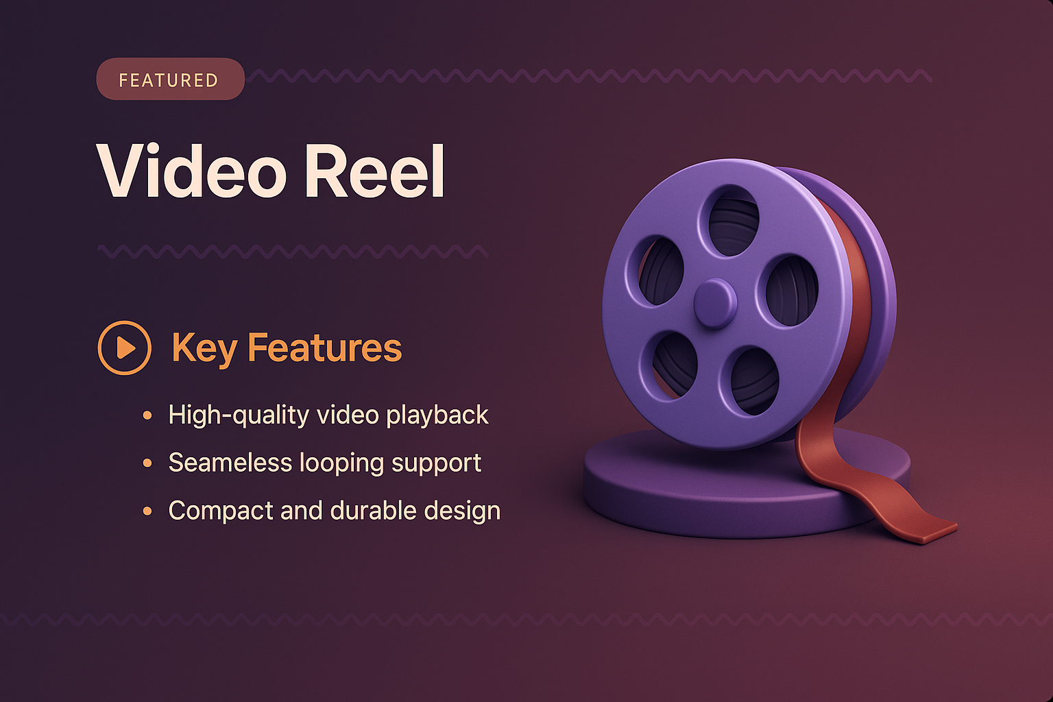 3D Illustration of a Video Reel for Landing Page Design