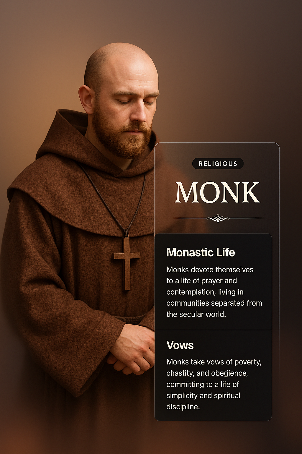 3D Illustration of a Monk Emphasizing Monastic Life and Vows