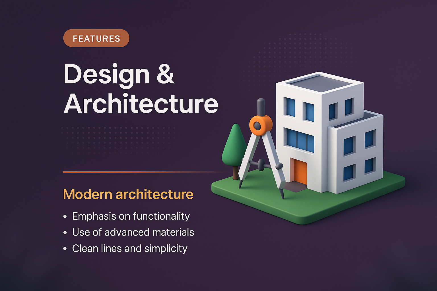 3D Architectural Landing Page Design with Features