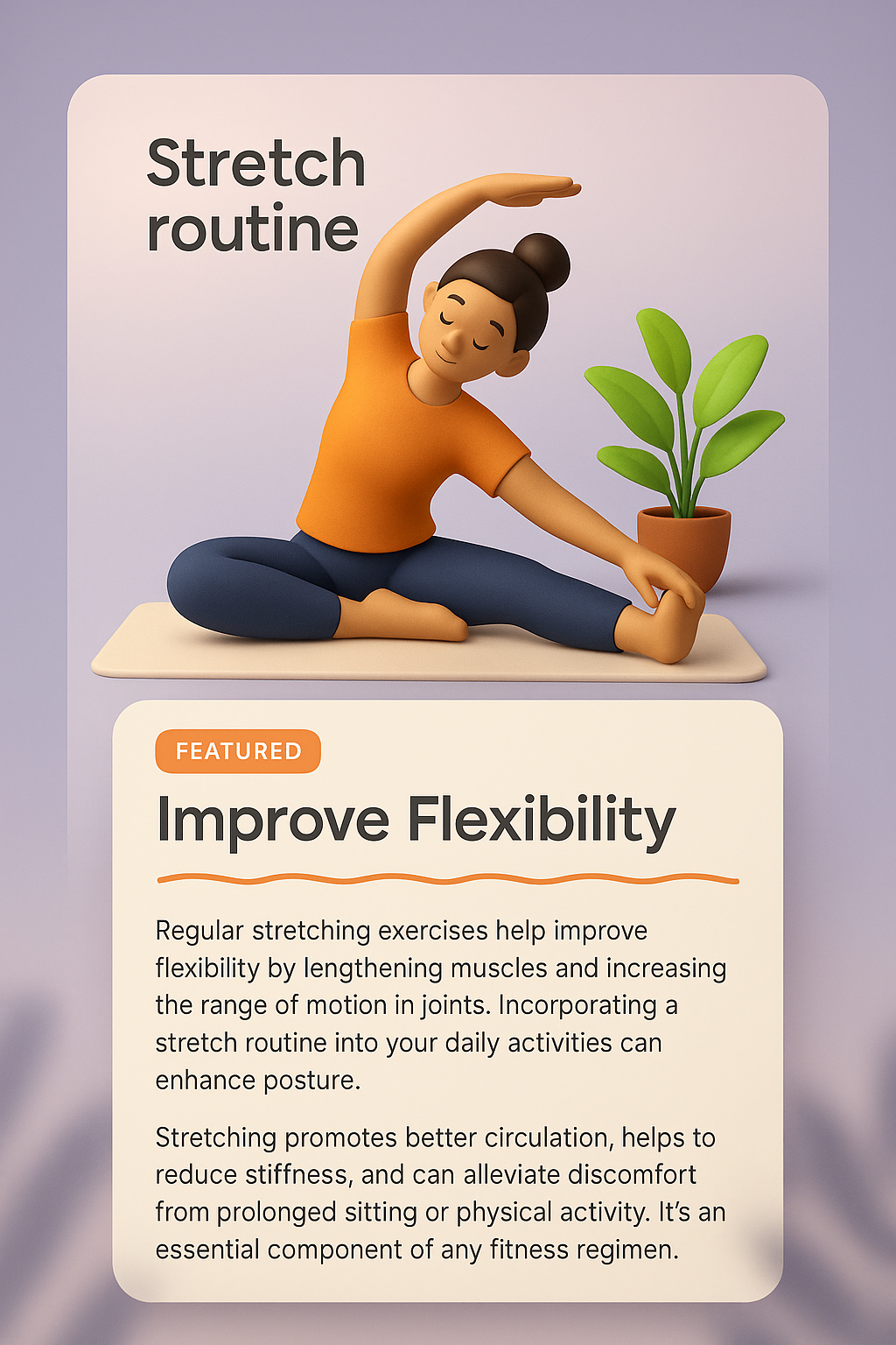 3D Stretch Routine Illustration for Flexibility Improvement