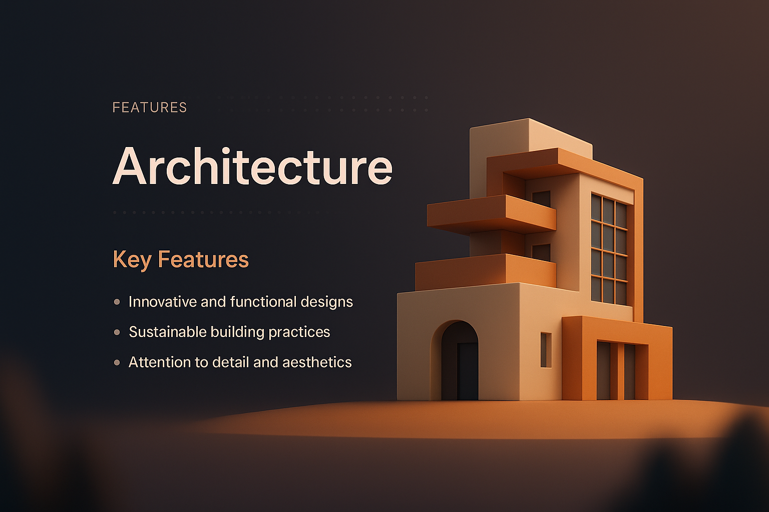 3D Architectural Illustration with Key Features