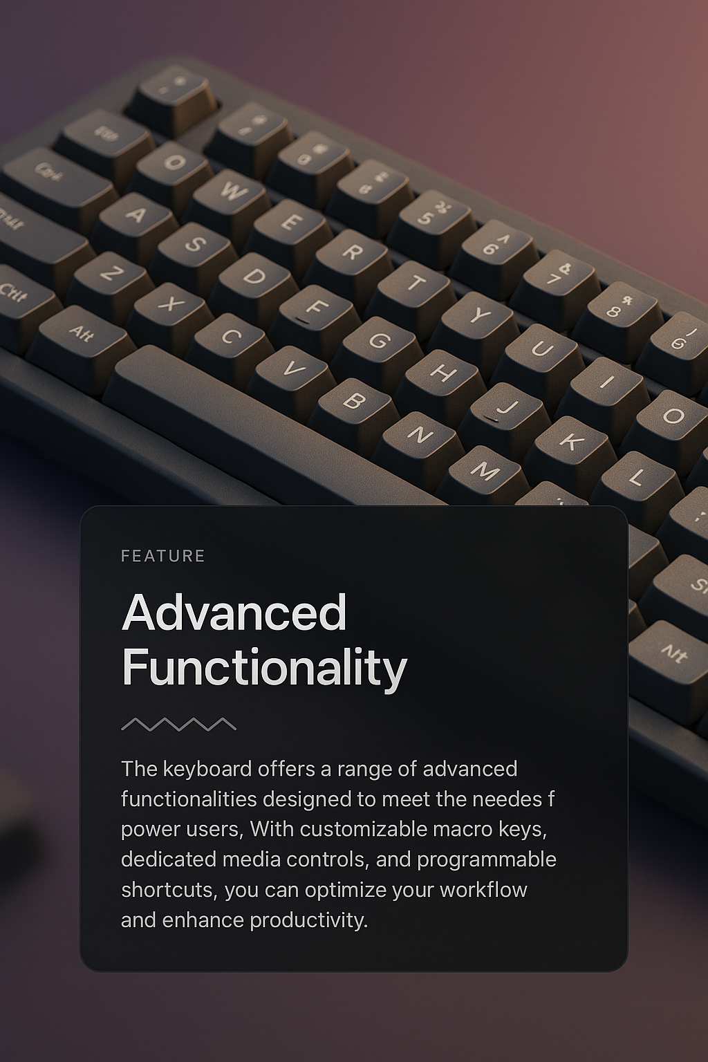 3D Keyboard Illustration with Advanced Functionality Features