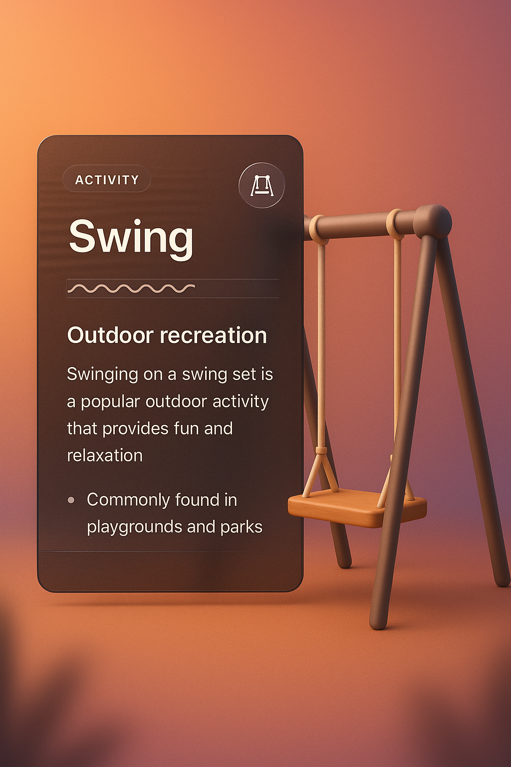 3D Illustration of Swing for Web Design with Integrated Elements