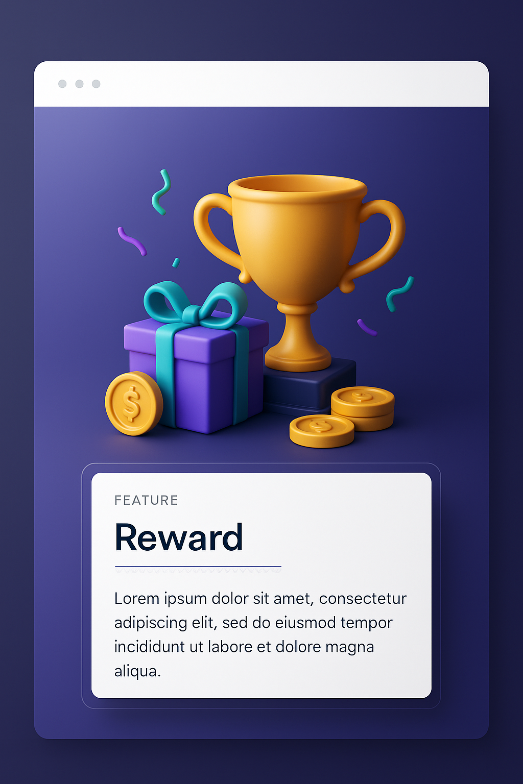 3D Style Web Page Featuring Reward Elements