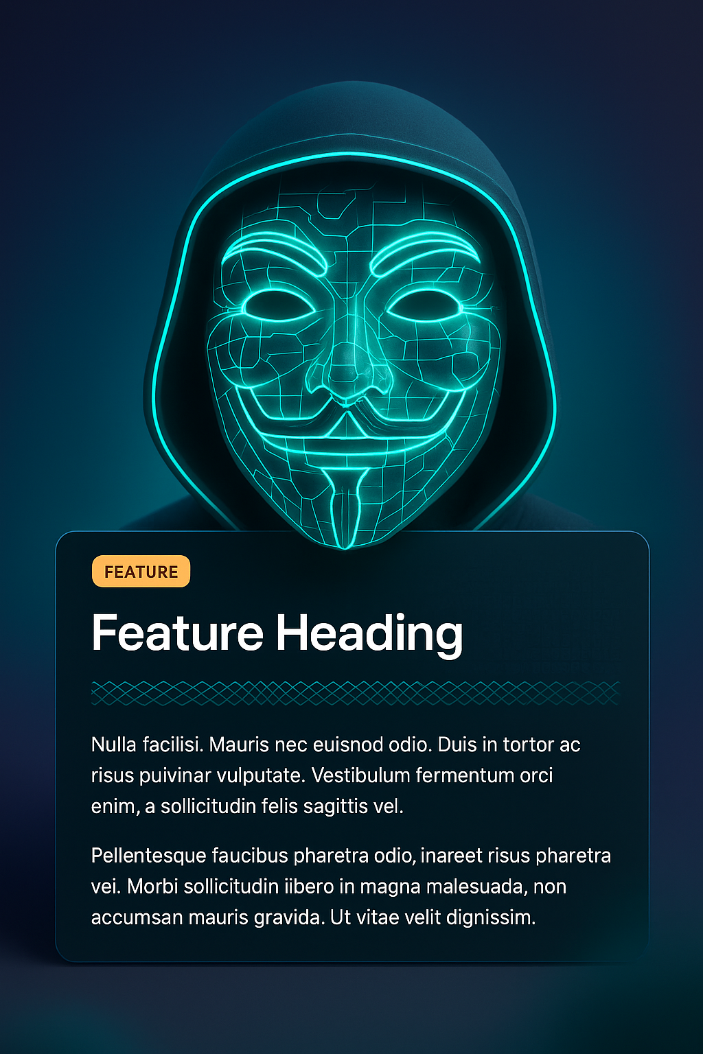 Glowing Hacker Mask with Crypto Lines - 3D Illustration
