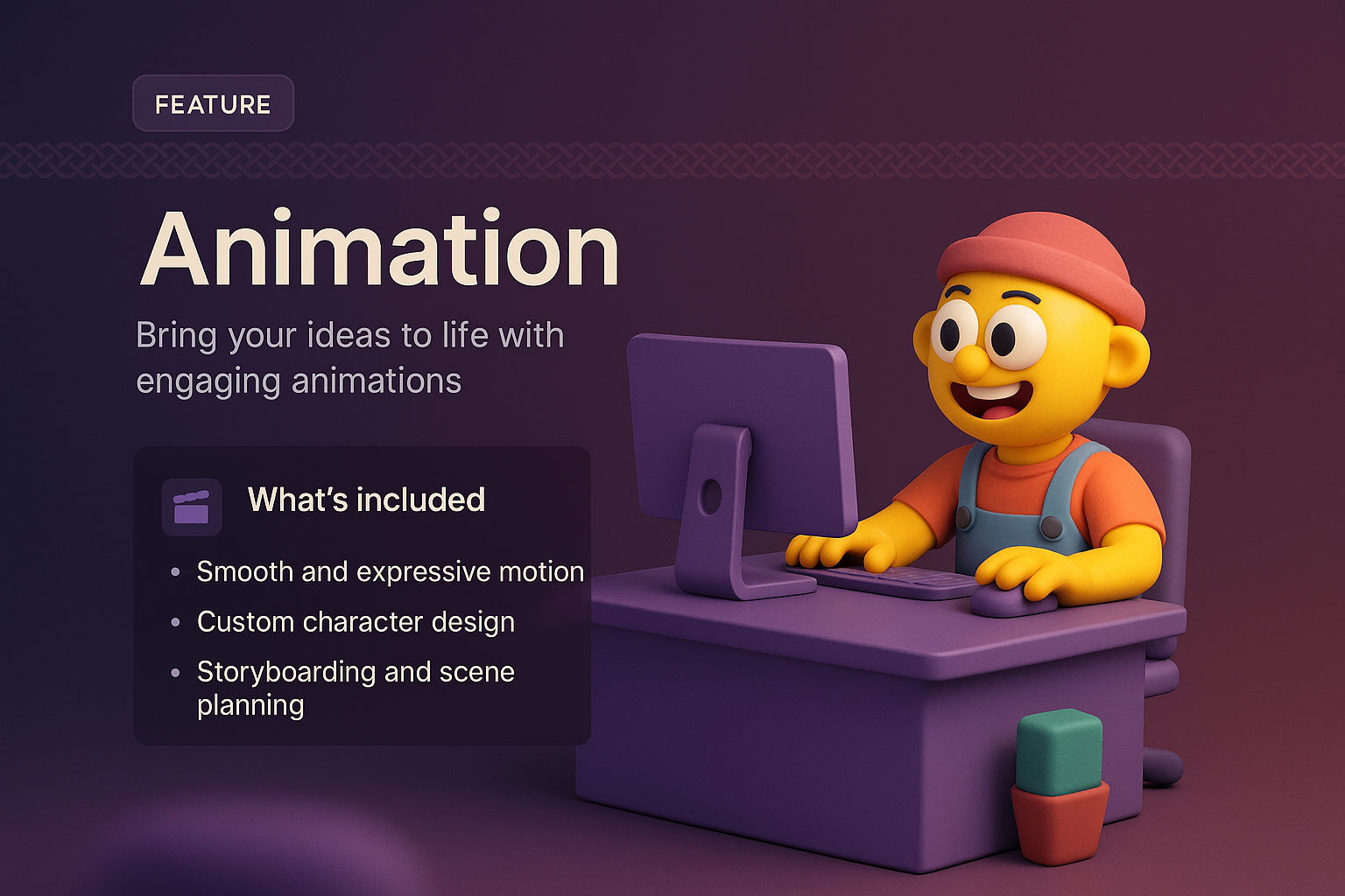 3D Illustration of an Engaging Animation Landing Page