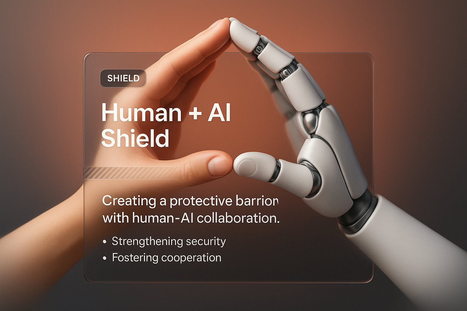 Human and AI Hands Forming a Protective Shield