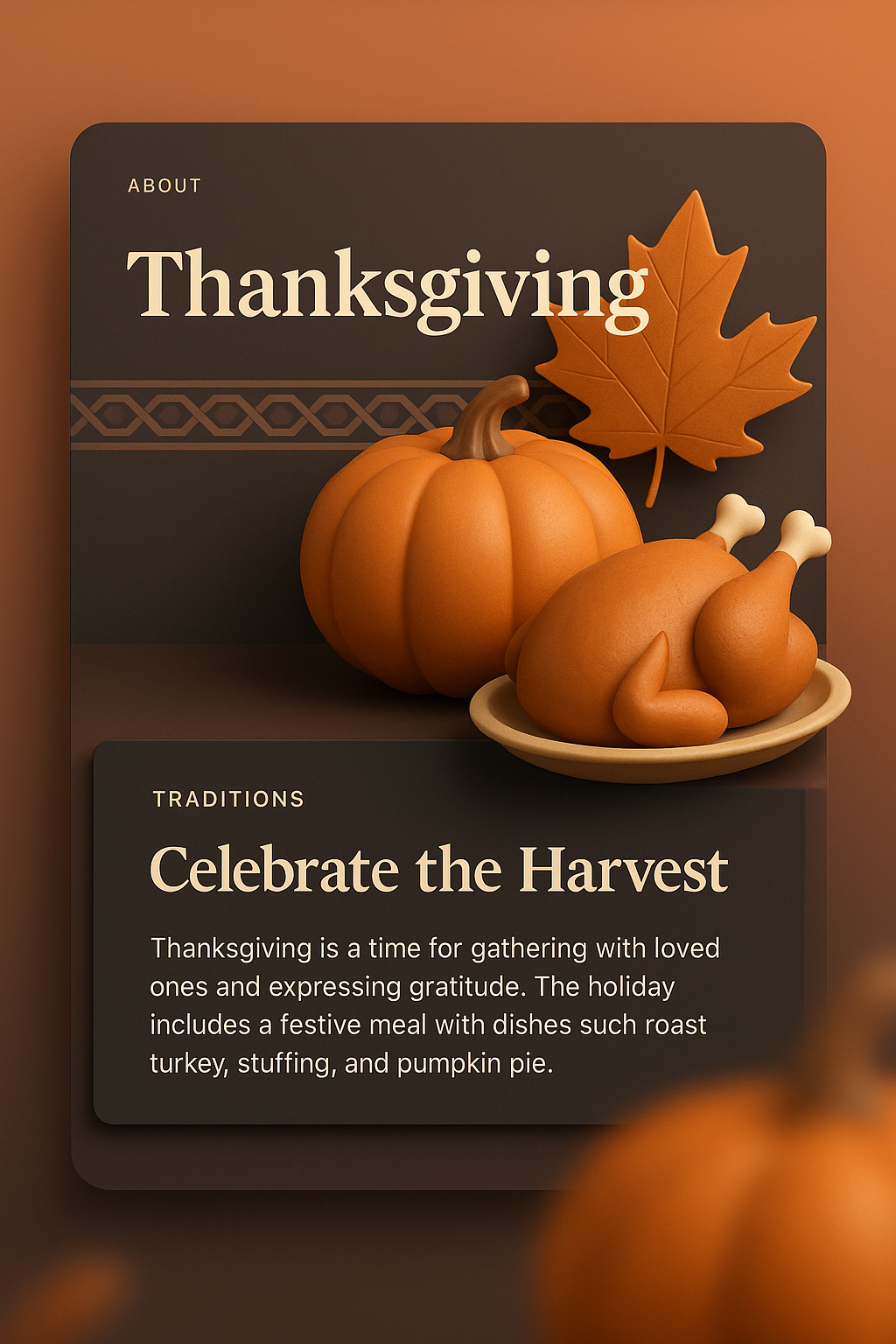 3D Thanksgiving Web Page Design with Festive Elements