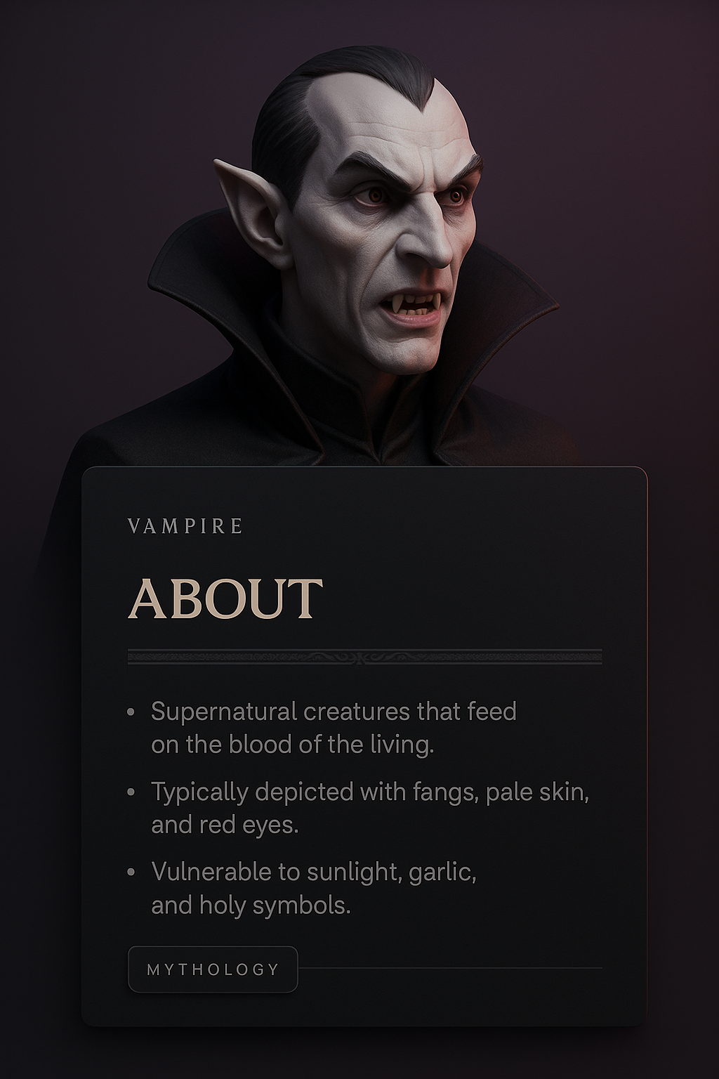3D Vampire-Themed Web Page Design Concept