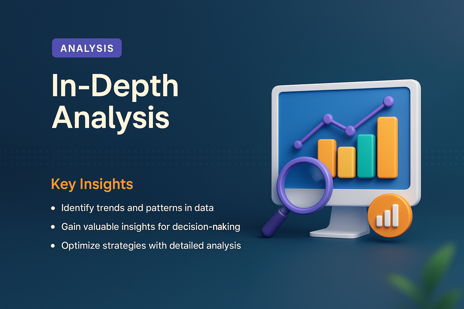 In-Depth Analysis Landing Page Design with 3D Elements