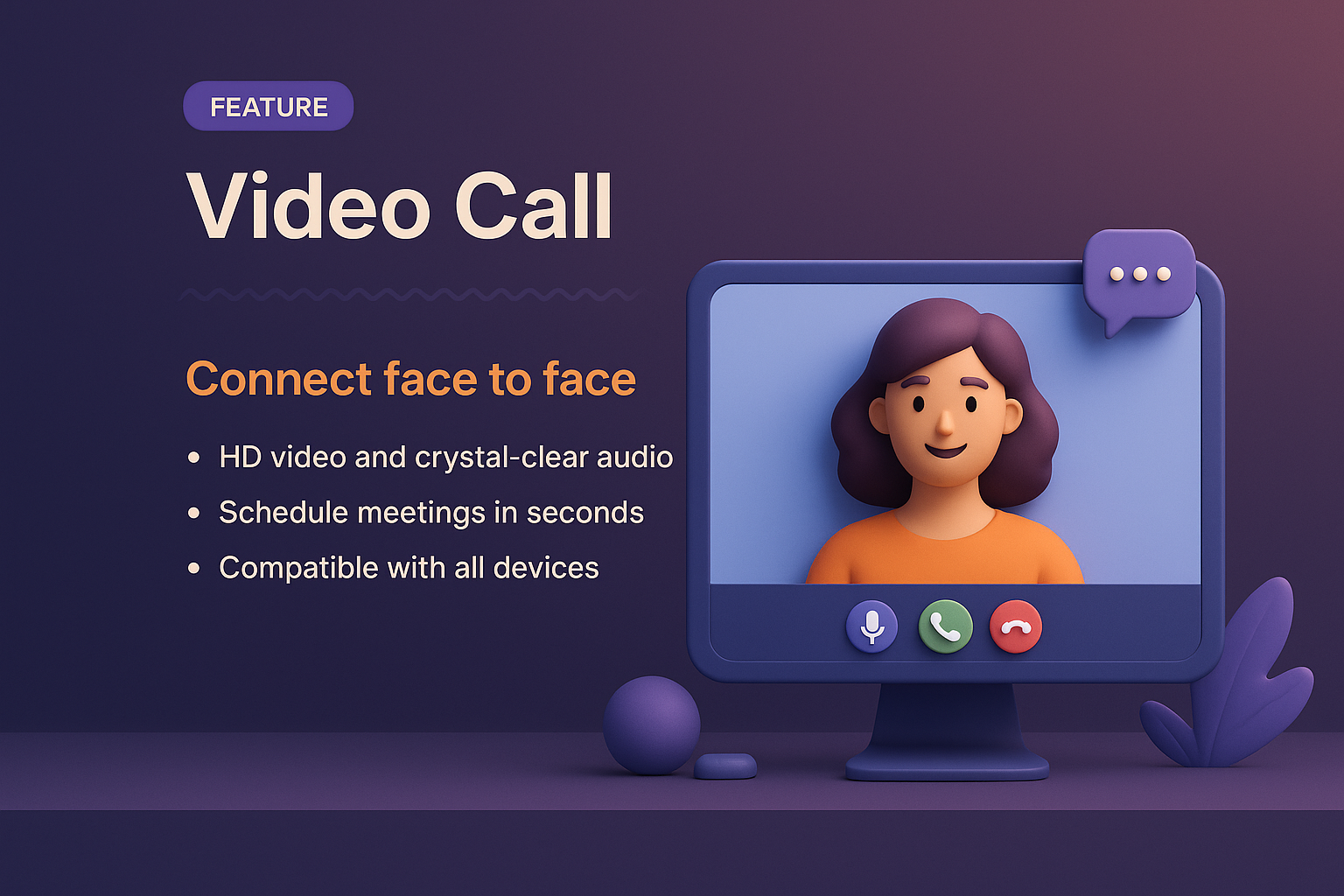 3D Design for Video Call Feature Illustration