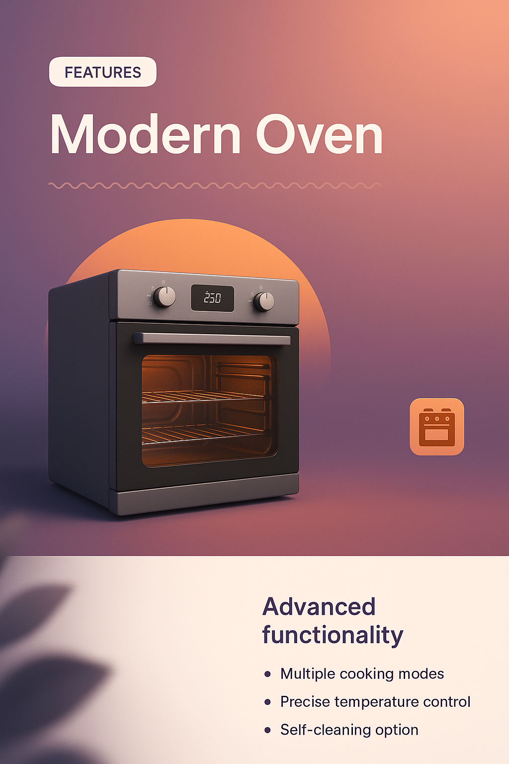 Landing Page for a Modern Oven with Features Highlight