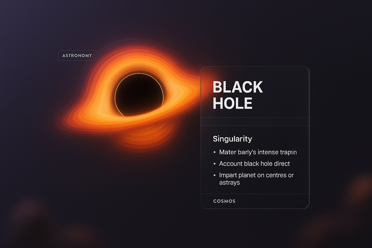 3D Black Hole Illustration with Infographic Elements