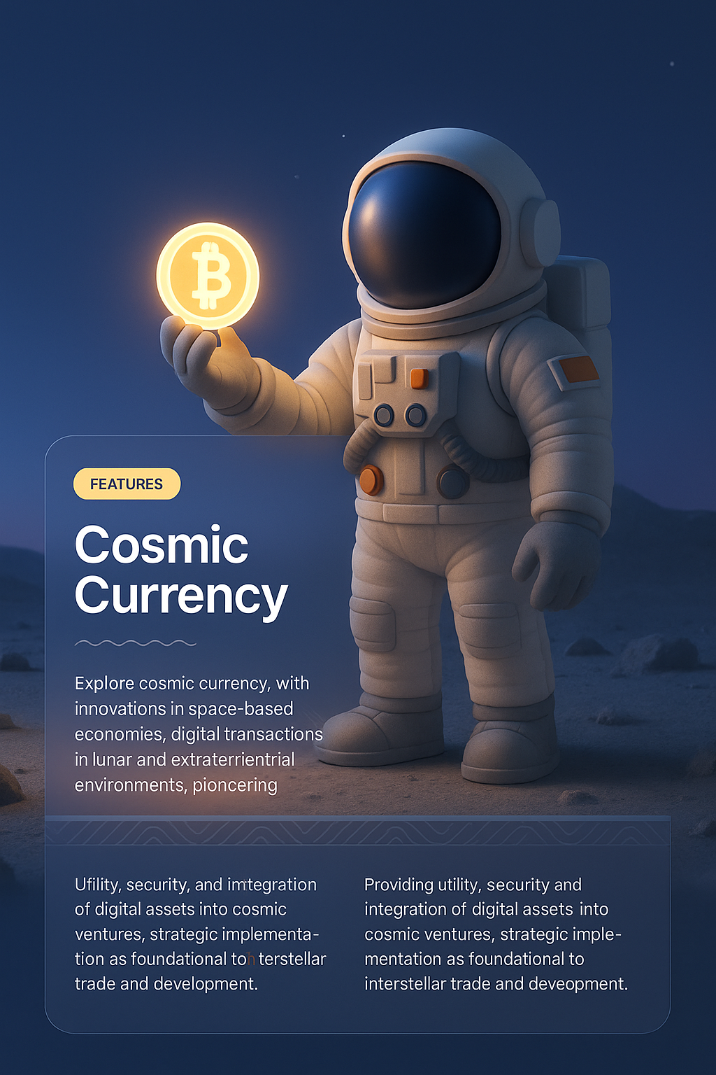 Astronaut Holding Glowing Coin on the Moon