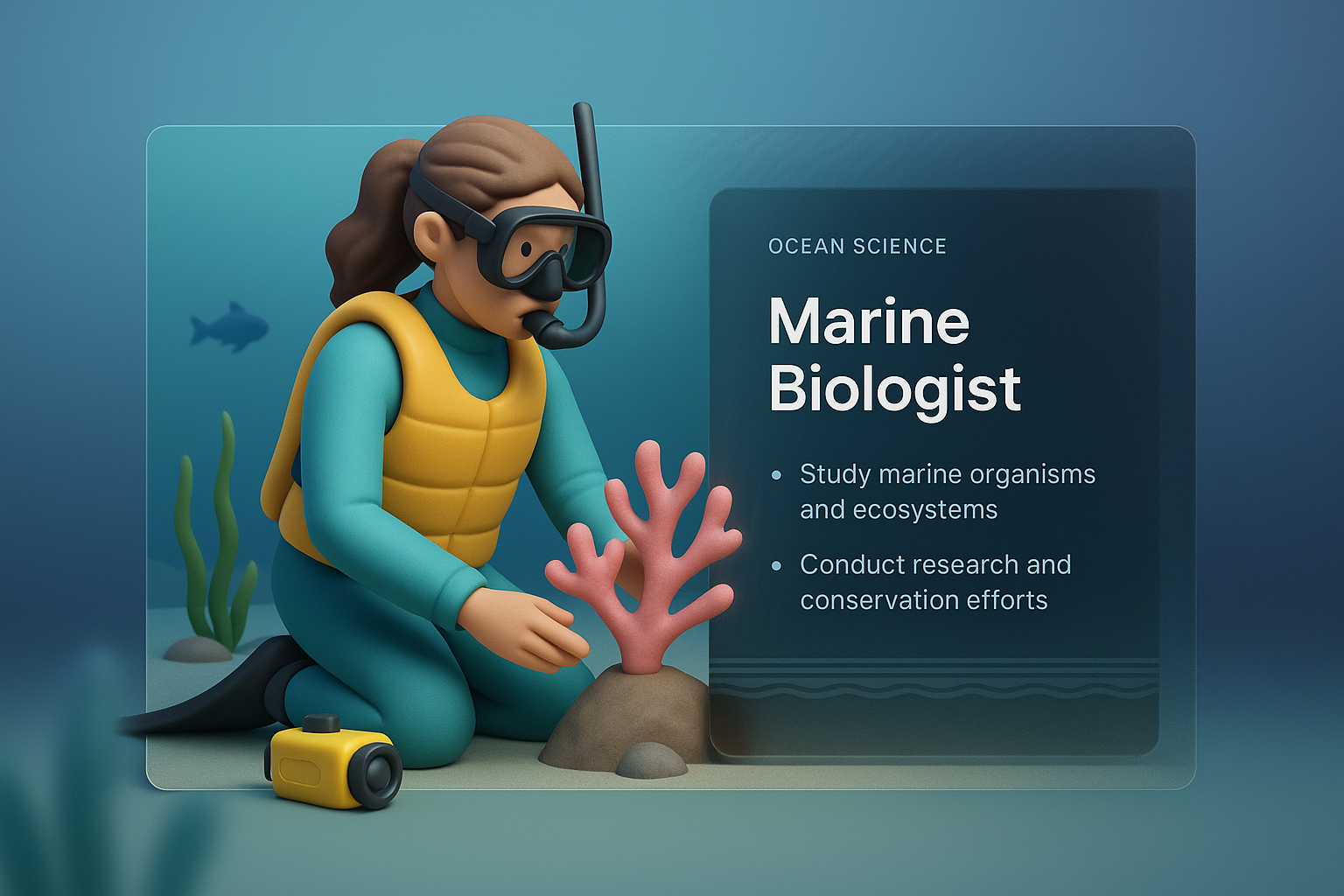 3D Illustration of a Marine Biologist in Action