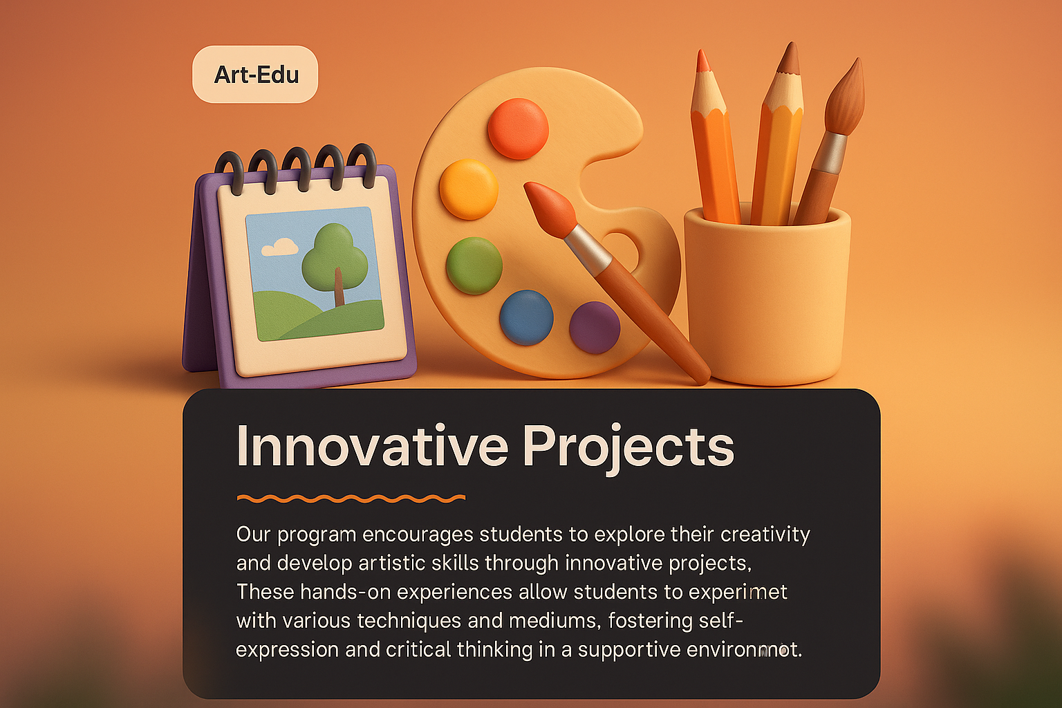 3D Illustration for Web Design with Artistic Elements