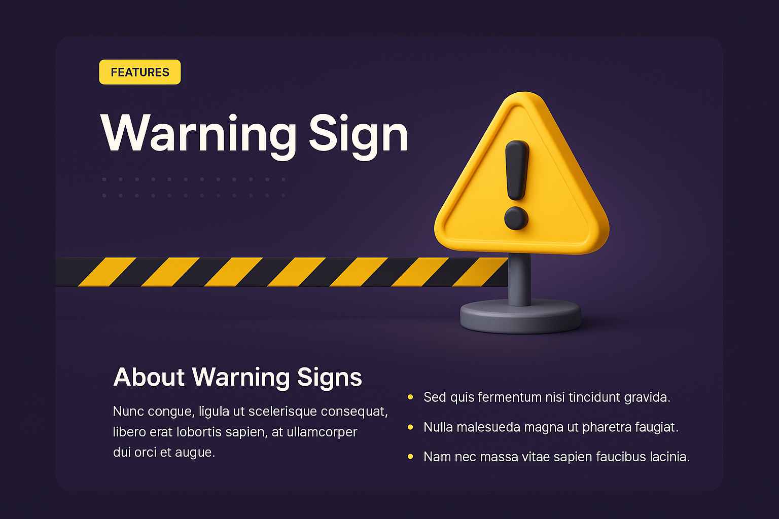 3D Warning Sign Landing Page Design Concept