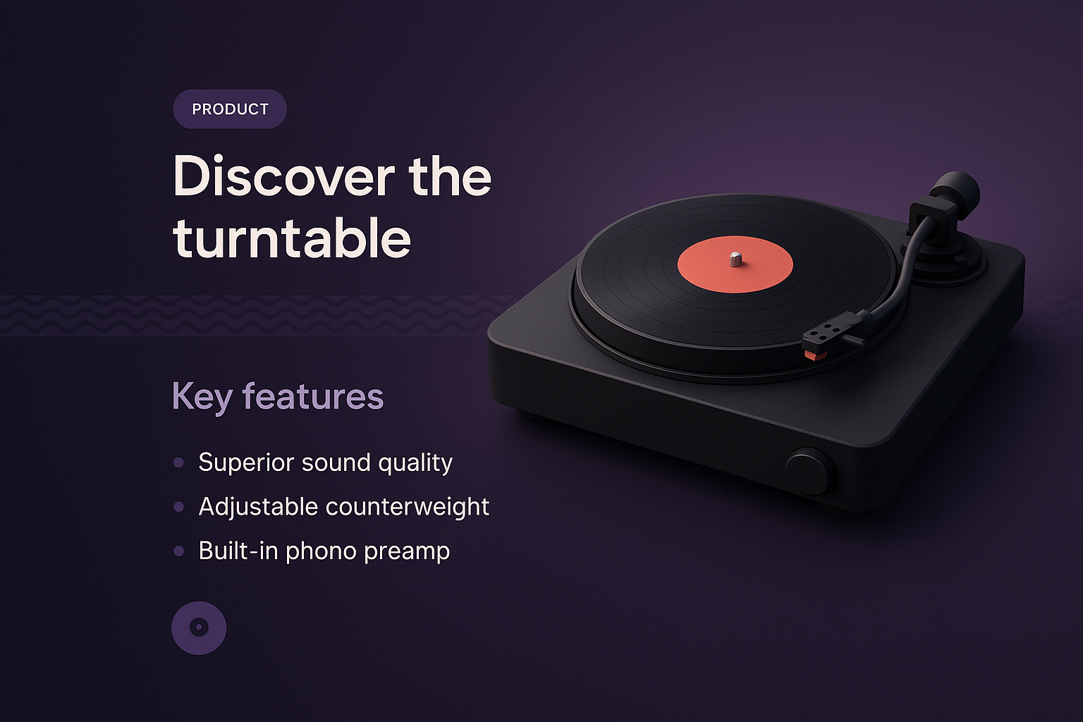 3D Turntable Landing Page Design with Key Features