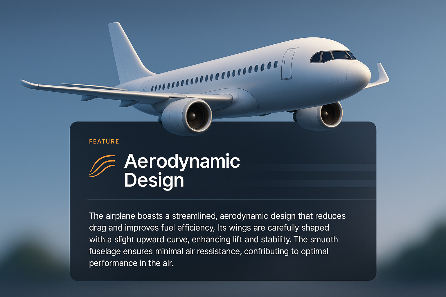 3D Illustration of Airplane with Aerodynamic Design Feature