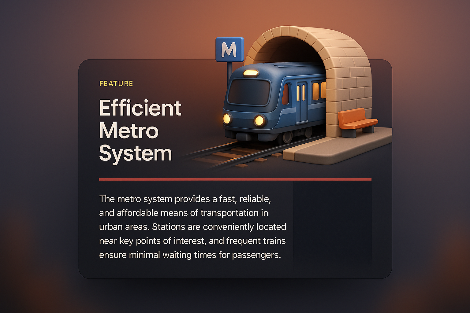 3D Illustration of an Efficient Metro System Feature