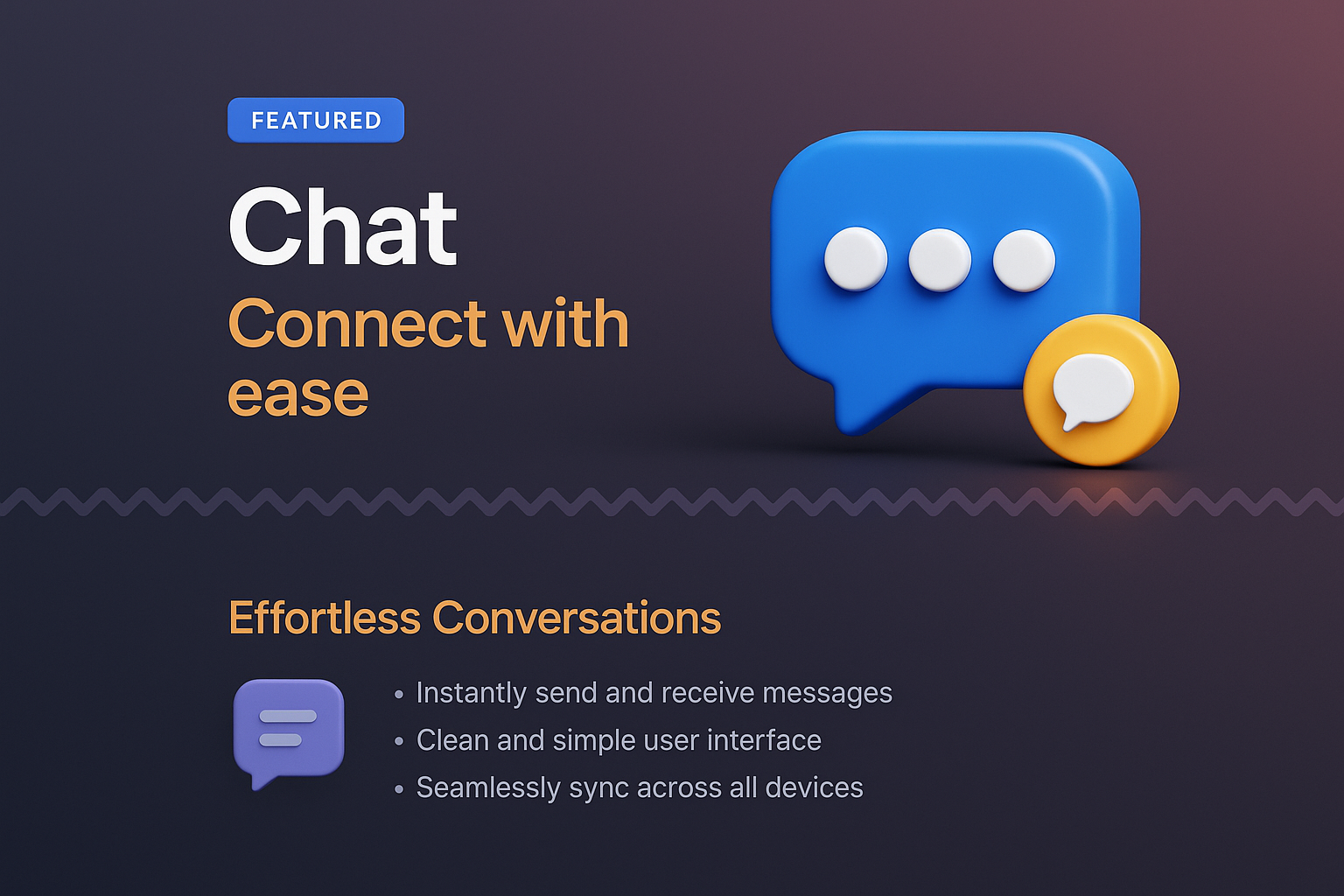 3D Illustration of Chat Feature for Landing Page Design