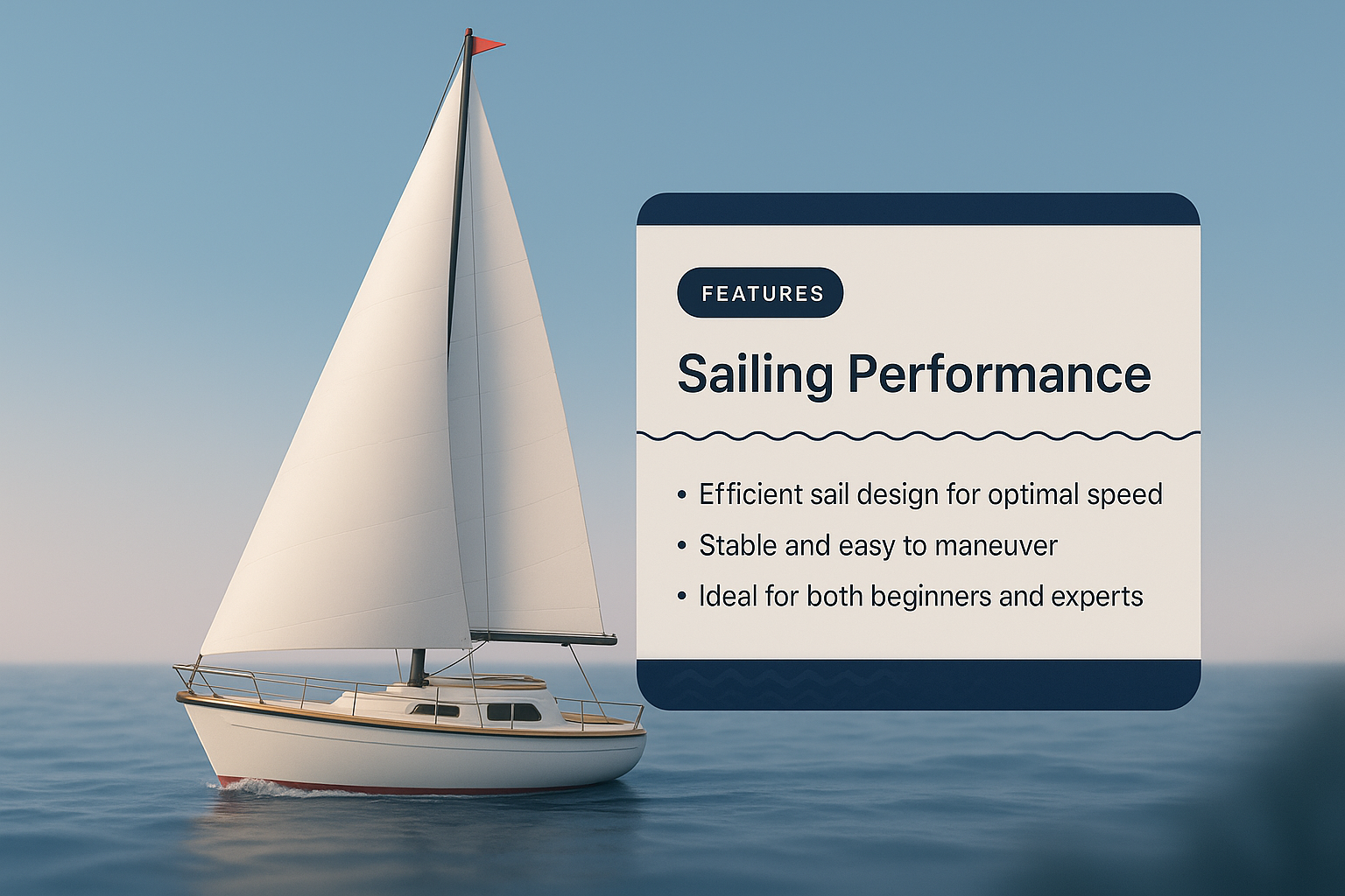 Sailboat in Serene Waters with Feature Highlights