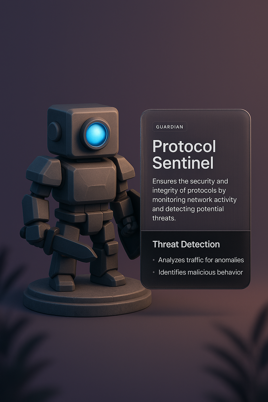 3D Illustration of Protocol Sentinel with Transparent Design Elements