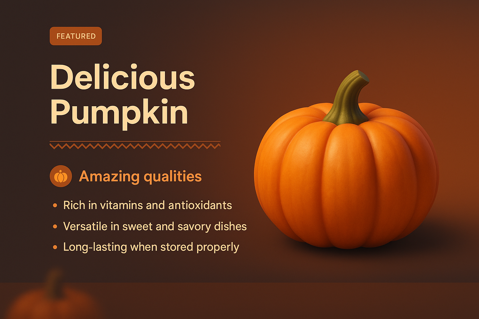 3D Illustration of a Delicious Pumpkin with Info Blocks