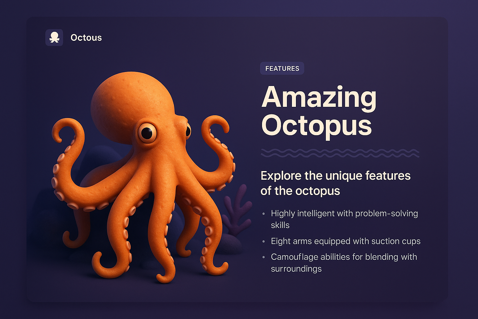 Amazing Octopus Features Landing Page Design