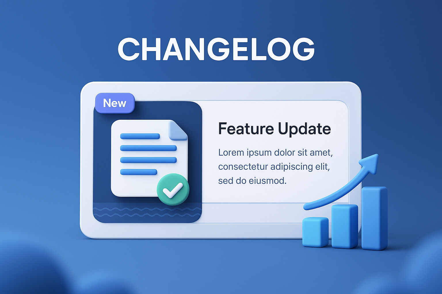 Changelog Web Page Design Featuring 3D Elements