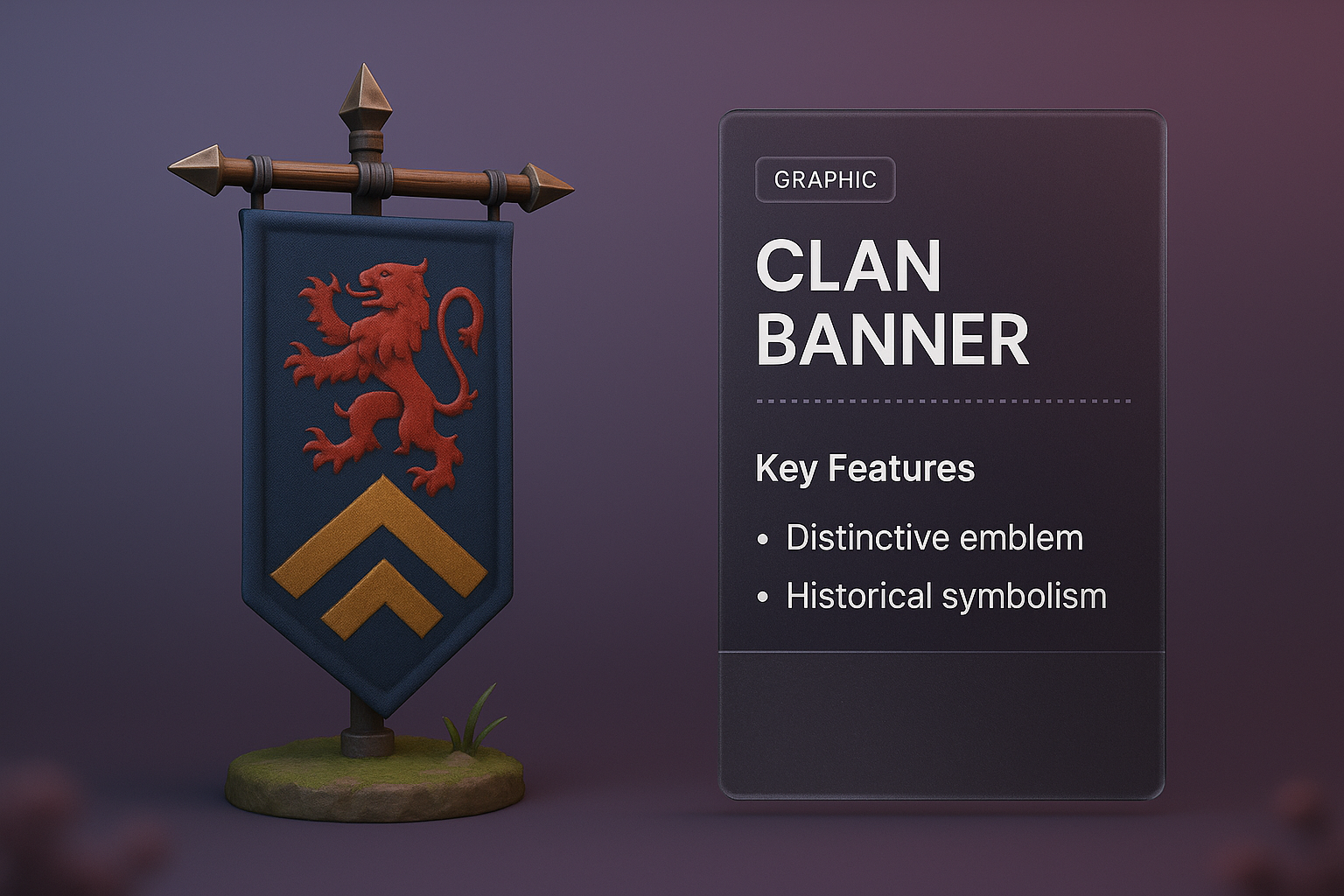 3D Clan Banner Illustration with Key Features